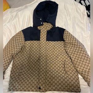 Gucci Beige and Navy Patterned Raincoat